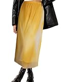 Avanova Women Tie Dye High Waisted Midi Skirts Flowy Summer Casual Long Skirts Tie Dye Yellow Small