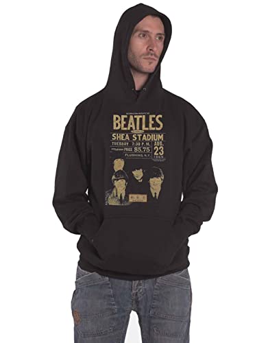 The Beatles Hoodie Shea Stadium 1966 Band Logo Official Mens Black Pullover Size L - Les Beatles, Paul McCartney, John Lennon, RIngo Starr, George Harrison The Beatles Hoodie Shea Stadium 1966 Band Logo Official Mens Black Pullover Size L