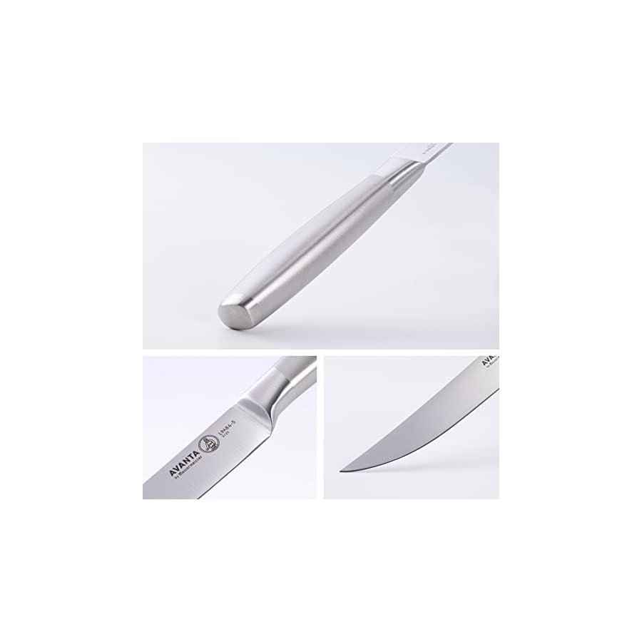 Messermeister-Avanta-5-Fine-Edge-Steak-Knife-Set-Pack-of-2-German-X50-Stainless-Steel-Rust-Resistant-Easy-to-Maintain-8-Steak-Knives-Total Messermeister Avanta 5” Fine Edge Steak Knife Set - Pack of 2 - German X50 Stainless Steel - Rust Resistant & Easy to Maintain - 8 Steak Knives Total