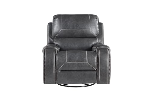 Sillón Recliner Gris con Cuero Sintético miniatura 1