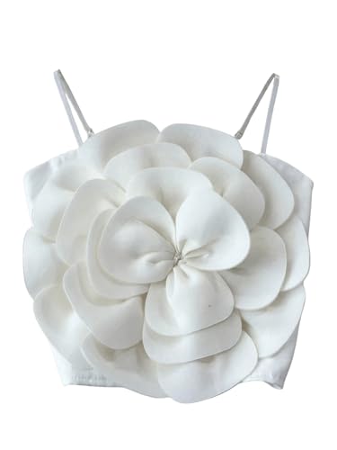 GORGLITTER Women's Flower Backless Summer Going Out Crop Tops Trendy