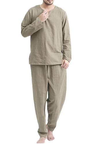 Pyjama pour hommes contre le froid : vêtement de nuit chaud col en V confortable