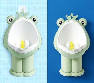 Tinyiota Toddler Potty Training Toilet, Frog-Themed Boys' Potty Training Urinal – Cute Toddler Urinal with Fun Aiming Target, Green(Green-F)