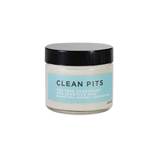 Clean Pits Cream Based Deodorant - Tea Tree Scent - 2.4 oz Jar - 100% Natural Odor Protection - Strong Sweat Absorption - Aluminum and Paraben Free - Baking Soda Free for Sensitive Skin
