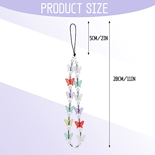Tiesome Beaded Phone Lanyard Wrist Strap, Phone Charms Colorful Beaded Butterfly Mobile Phone Keychain Handmade Charms Keychain For Women Girls (Colour) #TOP3