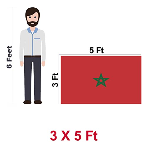 G128 Morocco Moroccan Flag | 3X5 Ft | Liteweave Pro Series Printed 150D Polyester | Country Flag, Indoor/Outdoor, Vibrant Colors, Brass Grommets, Thicker And More Durable Than 100D 75D Polyester #TOP5
