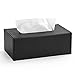 Luxspire PU Leder Kosmetiktücher Box, Rechteckig Taschentuchbox Faltbar Papiertuch Behälter mit Magnetabdeckung Taschentuch Aufbewahrungsbox für Badezimmer Büro Schlafzimmer Schminktisch Deko, Schwarz