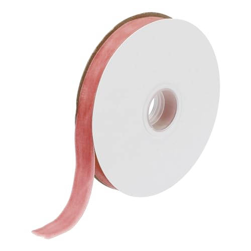 sourcing map Velvet Ribbon 5/8 Inch x 10 Yard Single Face Spool Silky Velvet Fabric for Bouquets DIY Crafts Gift Wrapping Wedding Party Deep Pink