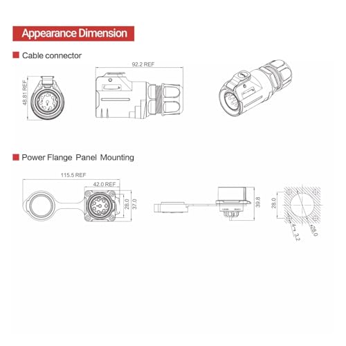 Rallonge câble 8 broches étanche IP67 cordon alimentation 15A extérieur - 4