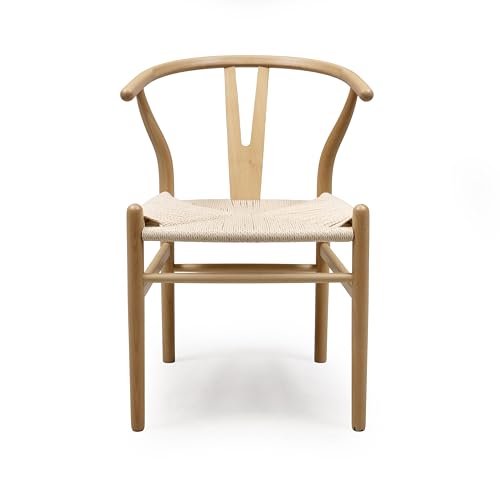 Homely Silla Vika de Madera Natural de Haya con Asiento de Enea Trenzada | Silla Escandinava de Comedor Estilo Nórdico (1)