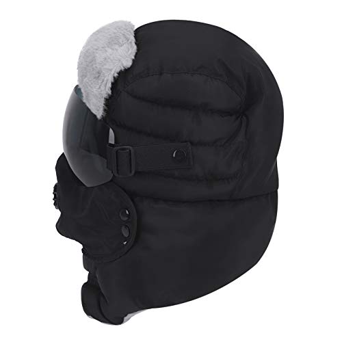 4 in 1 Winter Hats Ski Cap Warm Trapper Hat  for Girls Boys Windproof Thermal Fleece Trapper Hat with Earmuffs Face Warmer (Black)3