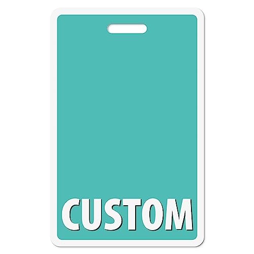 Custom Turquoise Badge Buddy (ID Vertical) - Double Sided Full Color Backer Card with Border- Durable and Water Resistant Great for Security, Trade Show, Visitor, Work Badge