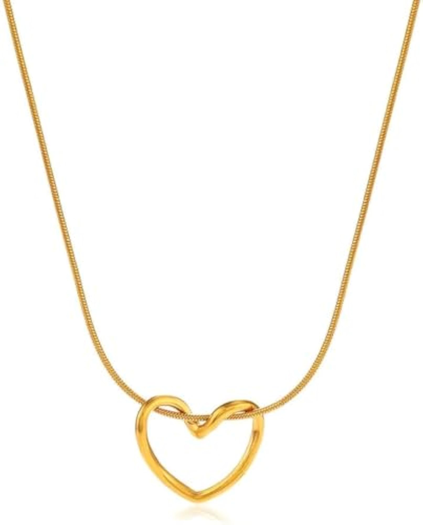 Women's 18K Gold Plated Open Heart Pendant Necklace