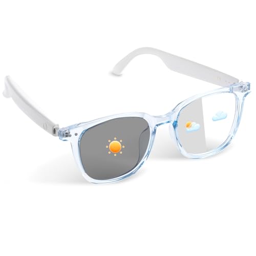 Smart Bluetooth Glasses for Women Men, Audio Glasses with Color-change Lenses, Open-Ear Audio, Supports Hands Free Calls/Music Playback, 4-6H Playtime, Bluetooth Eyeglasses for Indoor Outdoo