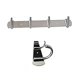 En cuatro tamaños diferentes  – Toallero de pared con gancho toalla baño pared gancho perchero de acero inoxidable cromado en plata cromo, cromado, 4 ganchos