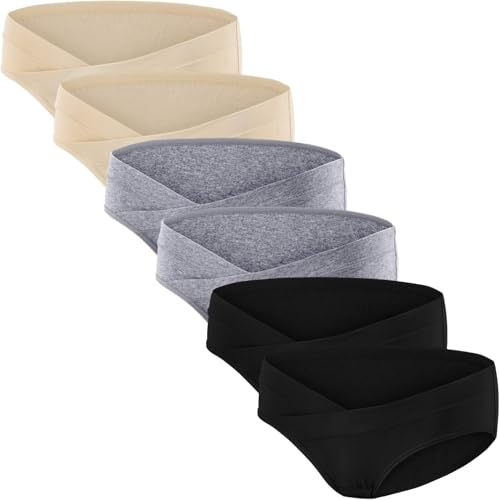 6 Pack Womens Cotton Maternity Underwear,Healthy Maternity Pregnancy Panties Postpartum Mother Under Bump Underwear-M Size