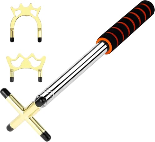PCKOBEVER Billards Cue Stick Bridge,Retractable Snooker Cue Stick Bridge With Brass Bridge Head,Snooker Pool Rest Stick Pool Cue Holder Billiard Cue Accessories (Gold Bridge + Three Brass Head)