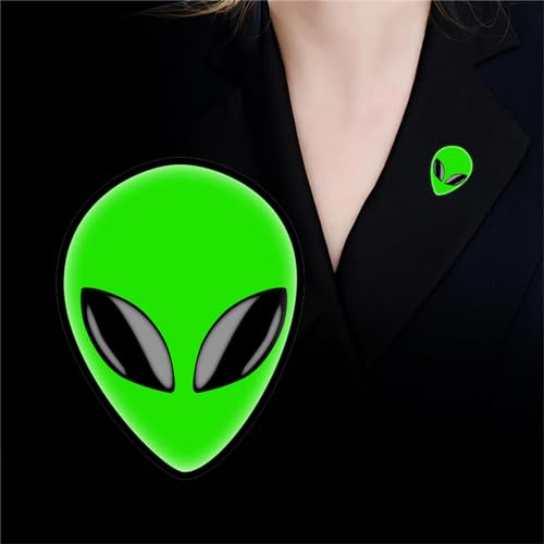 WCRAZYE Green Alien Brooch Pin for Women Girls Cute Funny Enamel Cartoon Universe Spaceship Alien Head Brooches UFO Alloy Pins Badge for Backpacks Planet Pins for Jackets2