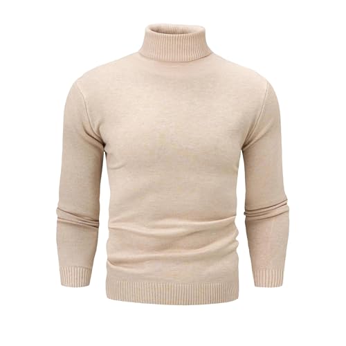 Men's Pullover Sweaters Long Sleeve High Collar Classic Loose Comfortable Casual Pullovers