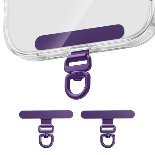 Image of saxsion Phone Tether Tab & Lanyard Tab, 360 Swivel Clip - Ultra Thin Stainless Steel Universal Patch for All Phone Cases