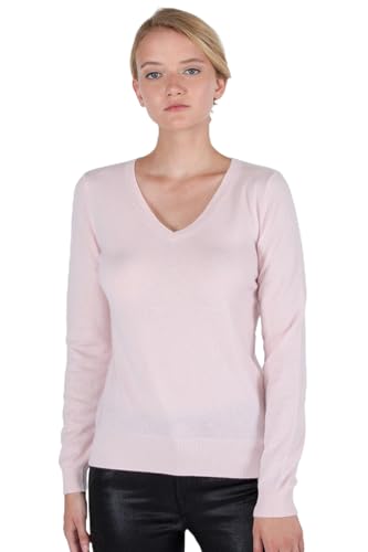 Image of JENNIE LIU Women's 100% Pure Cashmere Long Sleeve Pullover V Neck Sweater
