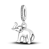 HONGRUI 925 Sterling Silver Charm for Women Bracelets and Necklace Fashion Bead Charms Clearance for Mother Daughter Sisters Friends Jewelry Gift (Silver Elephant)