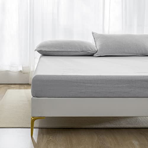 Everly Hemp King Size Sheets Set, Natural Premium Hemp Sheets, Deep Pocket 4 Piece Bed Sheet Set, Easy-Fit Breathable Cooling Sheets, Wrinkle Fade Resistant Sheet Sets，Light Grey #TOP5