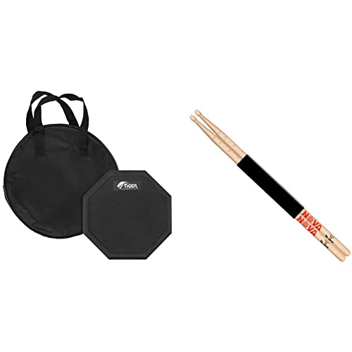 Tiger 8" Drum Practice Pad & Vic FIrth - NOVA Drumsticks - 7A - Wood Tip