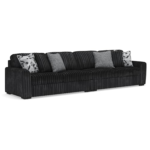 Image of Signature Design by Ashley Midnight-Madness Modern Sectional Sofa with Jumbo Corduroy Upholstery, Deep Cushions, Comfortable Couch for Living Room, 160' W