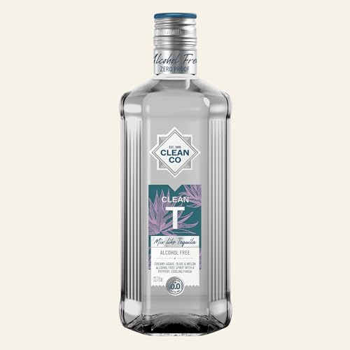 CleanCo Clean T - Alcohol-Free Tequila Alternative | Award-Winning Zero Proof Spirits | Sugar Free Low Calorie No Sweeteners | Vegan & Gluten-Free | Alcohol Free Cocktails | 23.7fl oz (700ml)