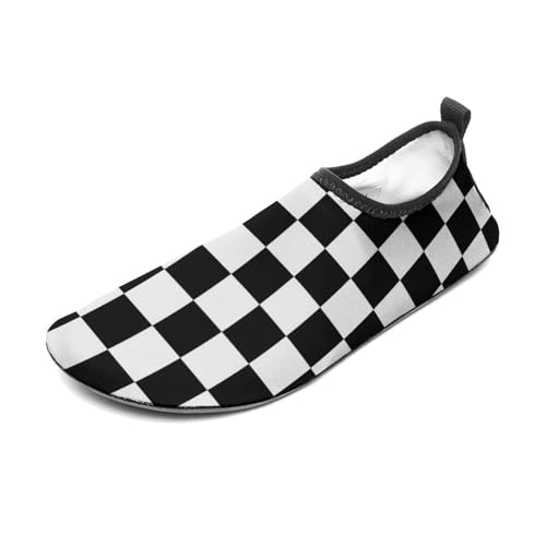 DZUAIKIT Black White Race Checkered Flag Water Shoes for Women Men Soft Sport Outdoor Non-Slip Rubber Quick-Dry Shoes2