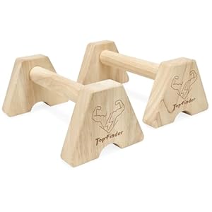 Topfinder Wooden Parallettes, Push Up Bar Calisthenics Press Up Handles L Sit Bars Handstand Blocks Gymnastics Equipment