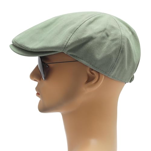 Image of ZLYC Men Cotton Flat Cap Summer Scally Ivy Gatsby Newsboy Beret Driver Cabbie Hunting Hat