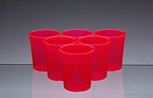 Dishwasher Safe Stackable Neon Red Plastic Cups / Beakers / Tumblers 250ml (set of 6) by AIOS