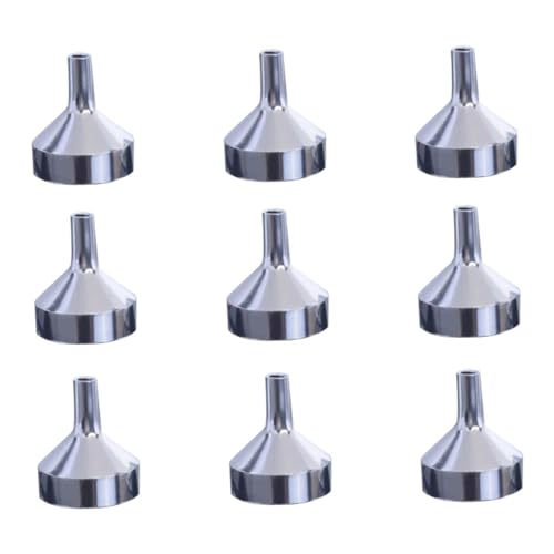 TOYANDONA 9 piezas Mini Embudos Metálicos Portátiles para Transferencia de Perfumes y Aceites Esenciales de Multiusos Resistentes y Fáciles de Limpiar para Frascos Pequeños