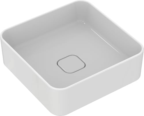 Ideal Standard T296201 Strada II Lavabo sobre encimera cuadrado T2962, agujero para grifo, sin rebosadero, incl. kit de fijación, 400x400 mm, Color: Blanco Waschbecken, weiß