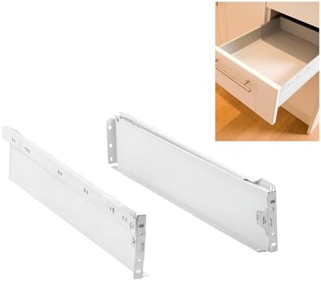 Amig - Juego de 2 Guías Correderas Metálicas Mod.30 con Ruedas y Lateral de Cajón Incluido para Cajones de Muebles, Cajoneras o Armarios - De Acero Acabado en Blanco - Medidas: 86 x 500 mm