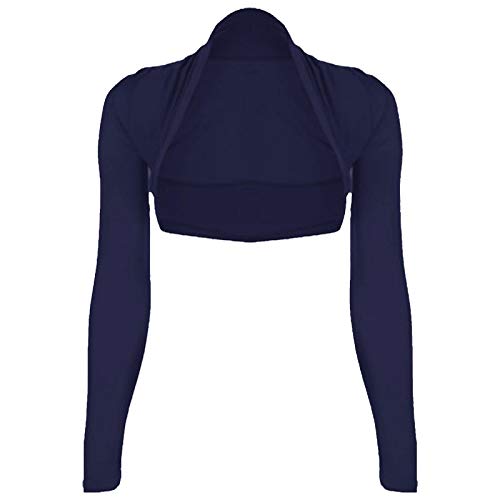 Bolero para mujer azul marino jersey corto manga larga tallas 34-42