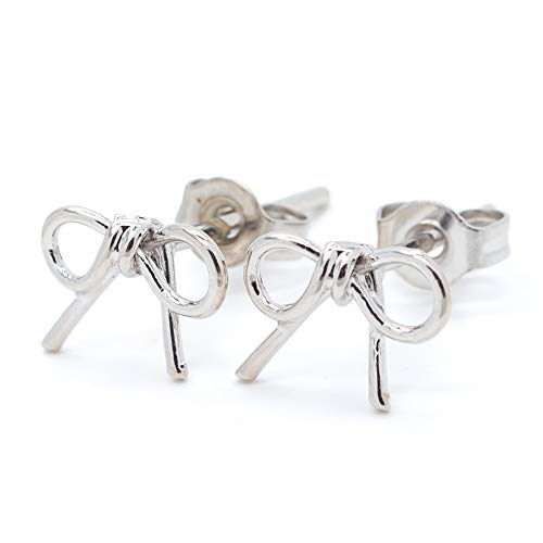 [アライブ]24K 18Kピンクゴールド プラチナ スタッド リボン 可愛い 日本製 低金属アレルギー ノーニッケル ピアス レディースシルバーのサムネイル