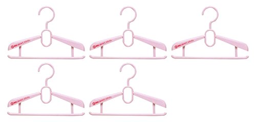 ハンガー 27cm~40cm対応 5本「F-Fit」 ジュニアスライドハンガー 肩幅サイズ調整・連結掛け可能 回転フックピンク日本製