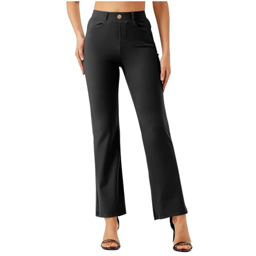 Womens Dress Pants Stretchy Work Pants Business Casual Office Trousers Pull On Straigh Leg Slacks with Pockets