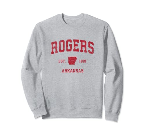 Rogers Arkansas AR Vintage Sports Design Rojo Print Sudadera