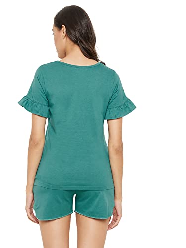 Image of Clovia Women's Cotton Print Me Pretty Top & Basic Shorts Set