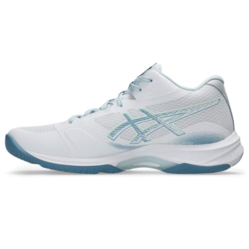 ASICS Men's Netburner Ballistic FlyteFoam Mid Top 4 Volleyball Shoes, 12, White/SABA Blue - image 4