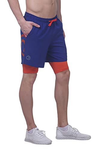 Image of TRUEREVO - 2 in 1 Running Sports Shorts for Men with Mobile Phone Pocket - Quick Dry & Lightweight Moisture-Wicking Active Wear, Gym Shorts for Men Workout - Double Layer Half Pant with Inner Tights