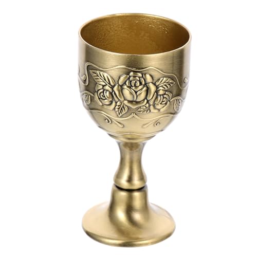 ULTECHNOVO Bicchiere Da Vino in Lega Di Zinco 25ml Retrò Motivo in Rilievo Oro, Coppa Per Liquori Domestici Multifunzione, Tazza Per Alcolici Vintage Per Feste e Bar