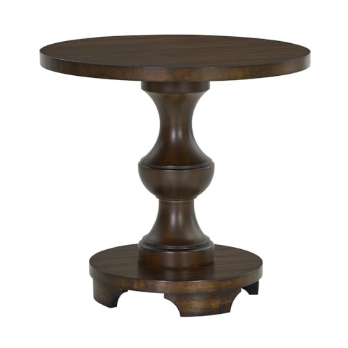 Roundhill Furniture Caesar Traditional Round Pedestal End Table Espresso