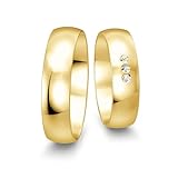 mosa & co. - Alianzas de oro amarillo 333 de 5,5 mm macizos con 0,042 ct. Diamantes - Modelo: Classic - con certificado de autenticidad, caja de regalo y grabado gratuito