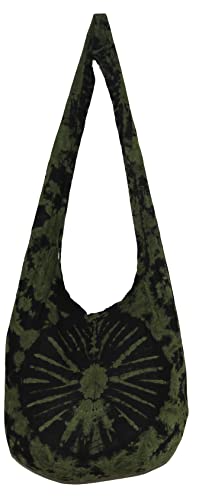 Image of TIE DYE Bohemian Hipster Hobo Boho Hippie Crossbody Bag Purse Black Tone 39 inch
