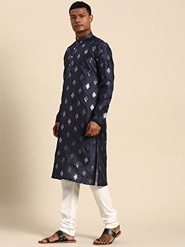 Image of Rajubhai Hargovindas Men's Jacquard Work Kurta Set